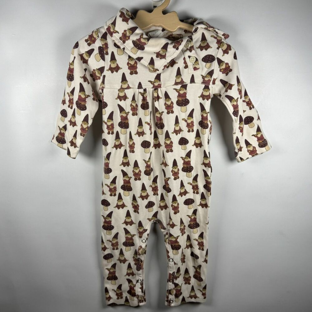 Kate Quinn Gnome Print Jumpsuit 18-24 Months Neutral Cottagecore Cotton Fairy